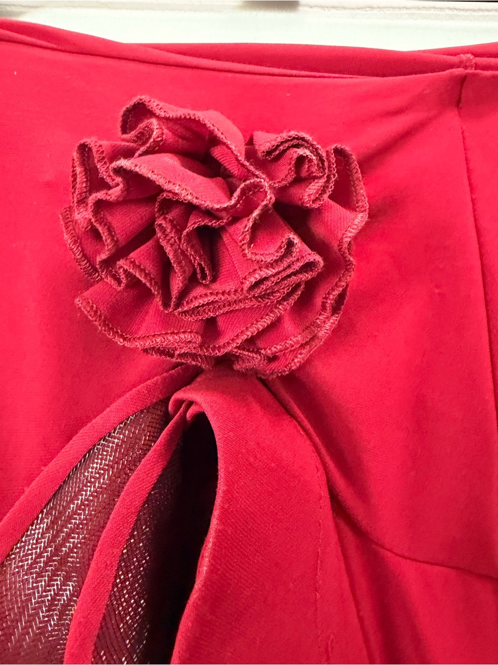 Dance and Sway Red Ruffled Women’s Skirt with Floral Detail Rumba Latin Salsa AS - Picture 3 of 10